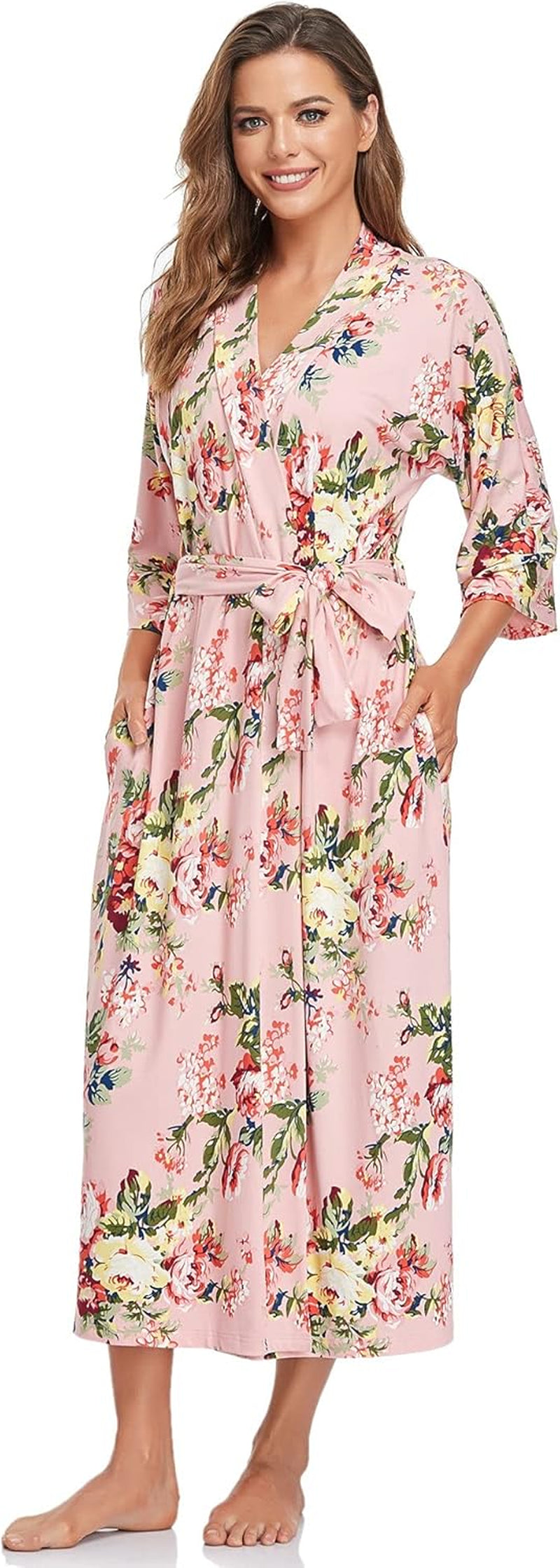 Women'S Soft Robes Long Bath Robes Full Length Kimonos Sleepwear Dressing Gown,Solid Color