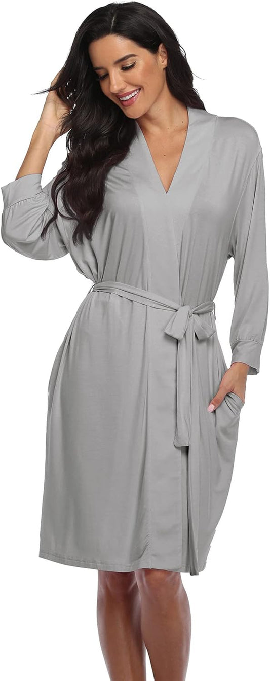 Women'S Robes Lightweight Kimono Robes Knit Bathrobes Soft Sleepwear Loungewear