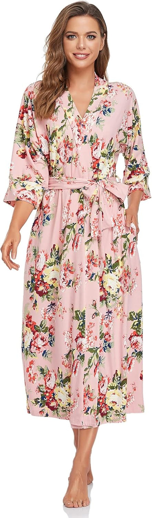 Women'S Soft Robes Long Bath Robes Full Length Kimonos Sleepwear Dressing Gown,Solid Color