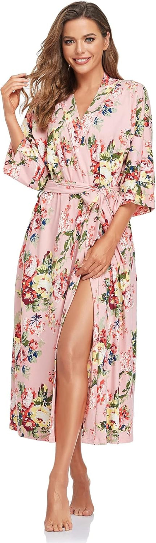 Women'S Soft Robes Long Bath Robes Full Length Kimonos Sleepwear Dressing Gown,Solid Color