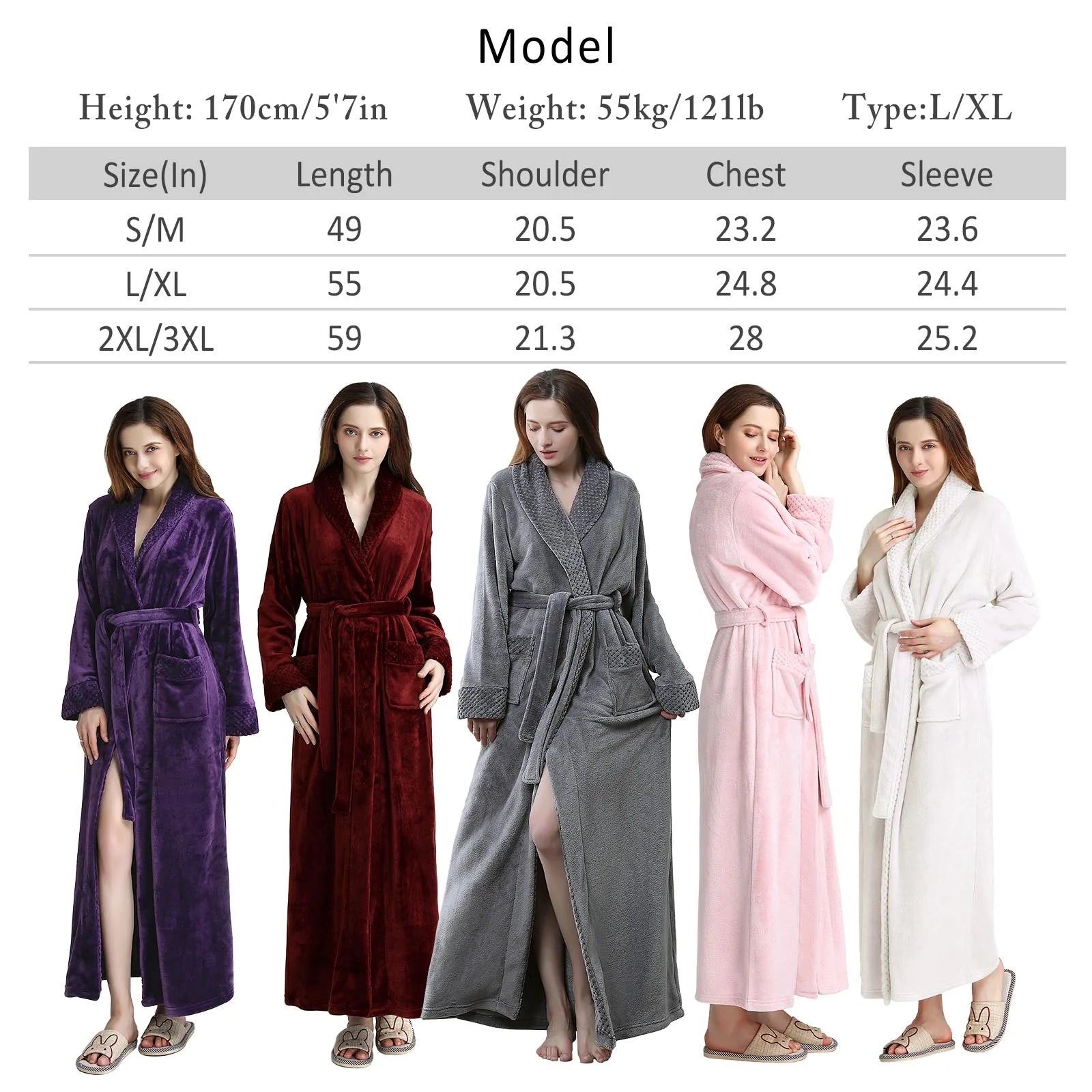 Robes for Women,  Long Womens Robes, Soft Fluffy Fleece Bath Robe with Front Pocket, Winter Warm Plush Lapel Women'S Robes, Adjustable Belt, Wine Red, 2XL3XL