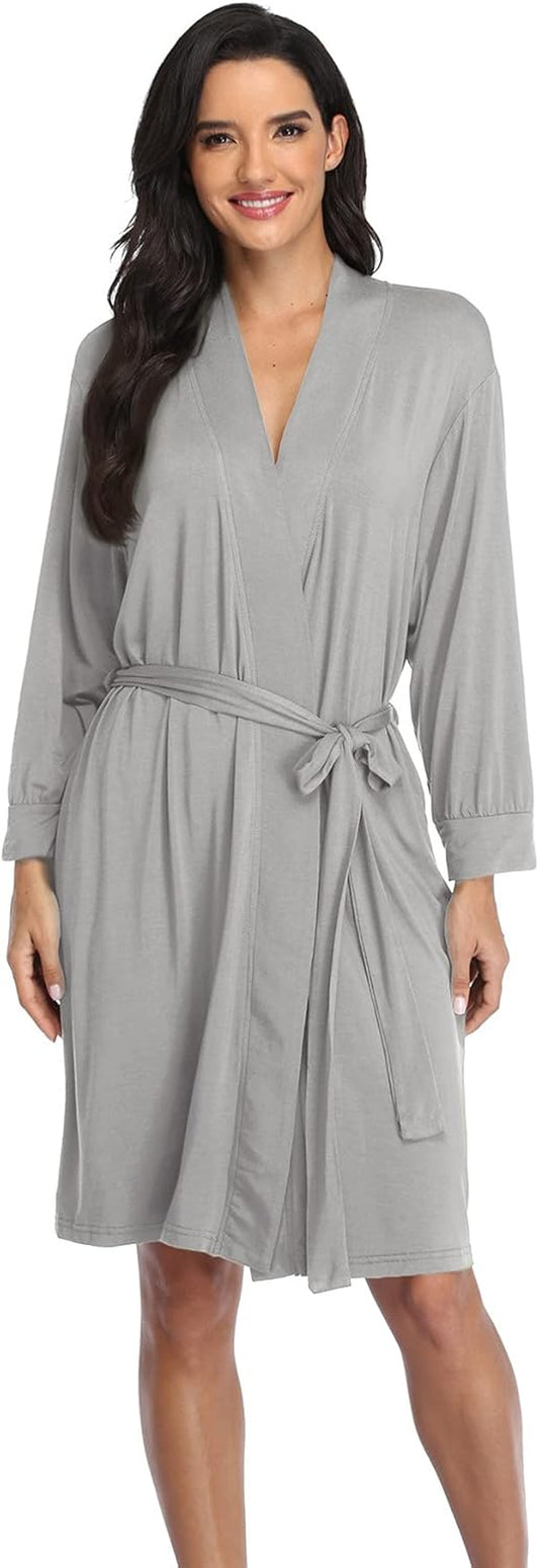 Women'S Robes Lightweight Kimono Robes Knit Bathrobes Soft Sleepwear Loungewear