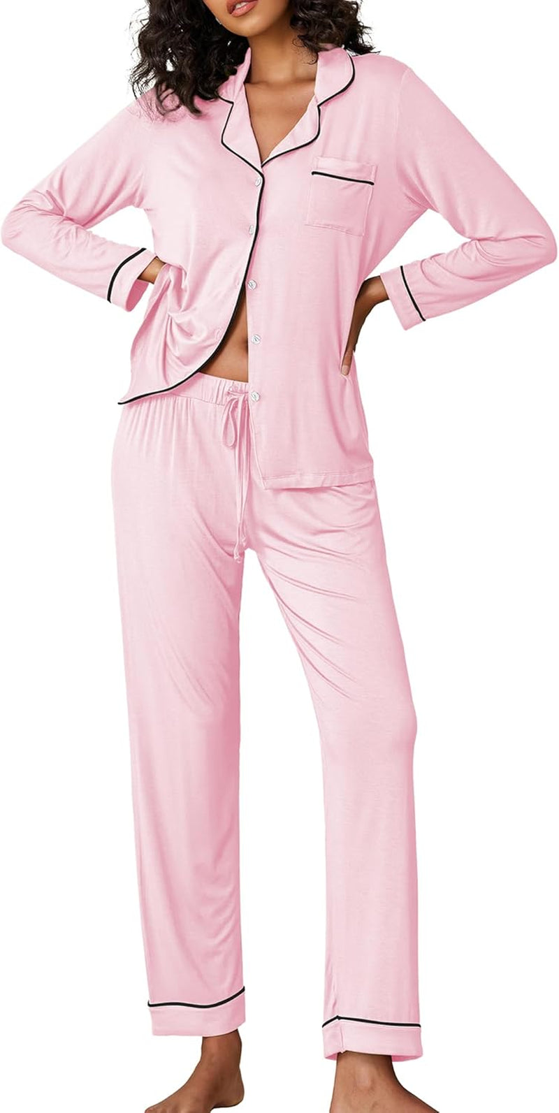 Pajamas Women'S Long Sleeve Sleepwear Soft Button down Loungewear Pjs Lounge Set Nightwear XS-XXL
