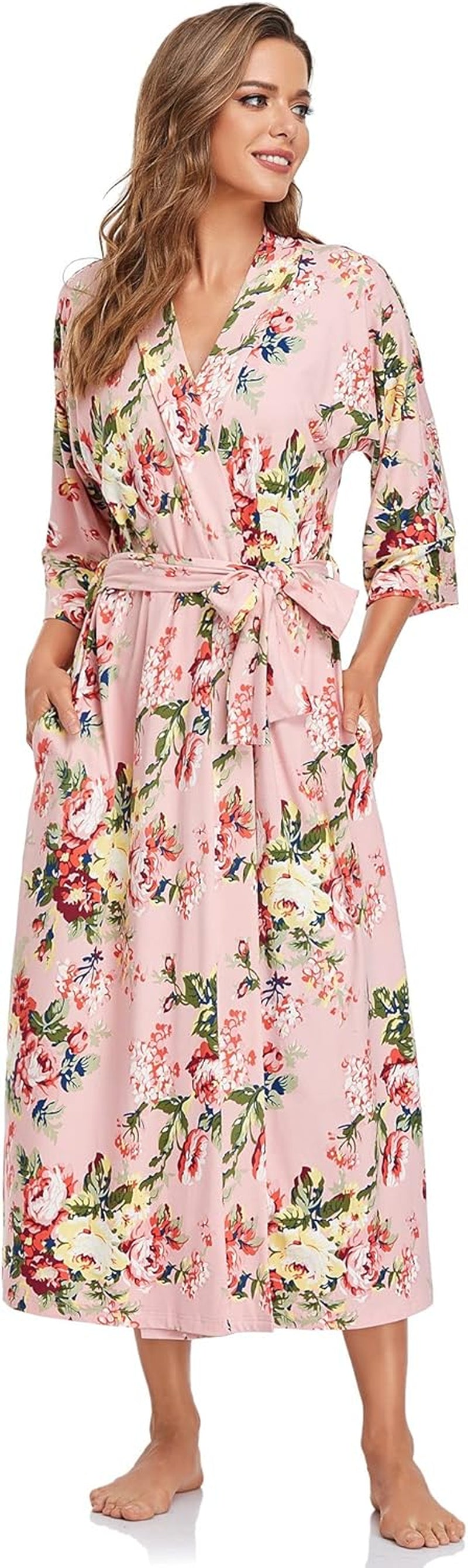 Women'S Soft Robes Long Bath Robes Full Length Kimonos Sleepwear Dressing Gown,Solid Color