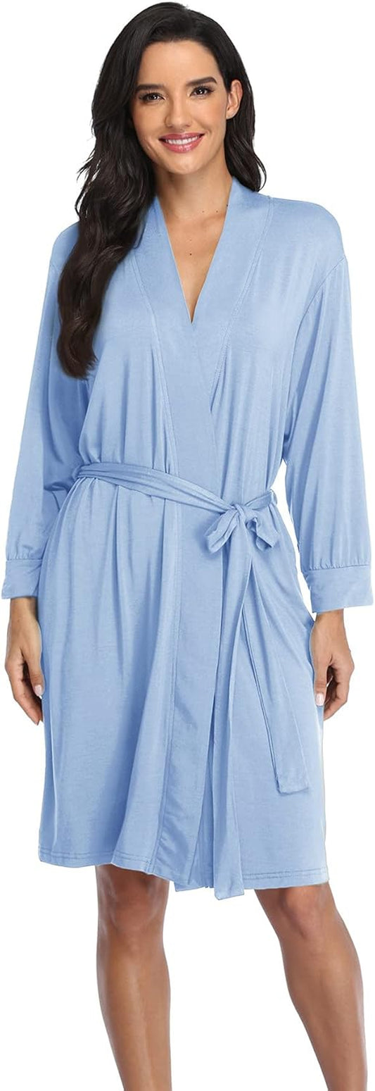 Women'S Robes Lightweight Kimono Robes Knit Bathrobes Soft Sleepwear Loungewear