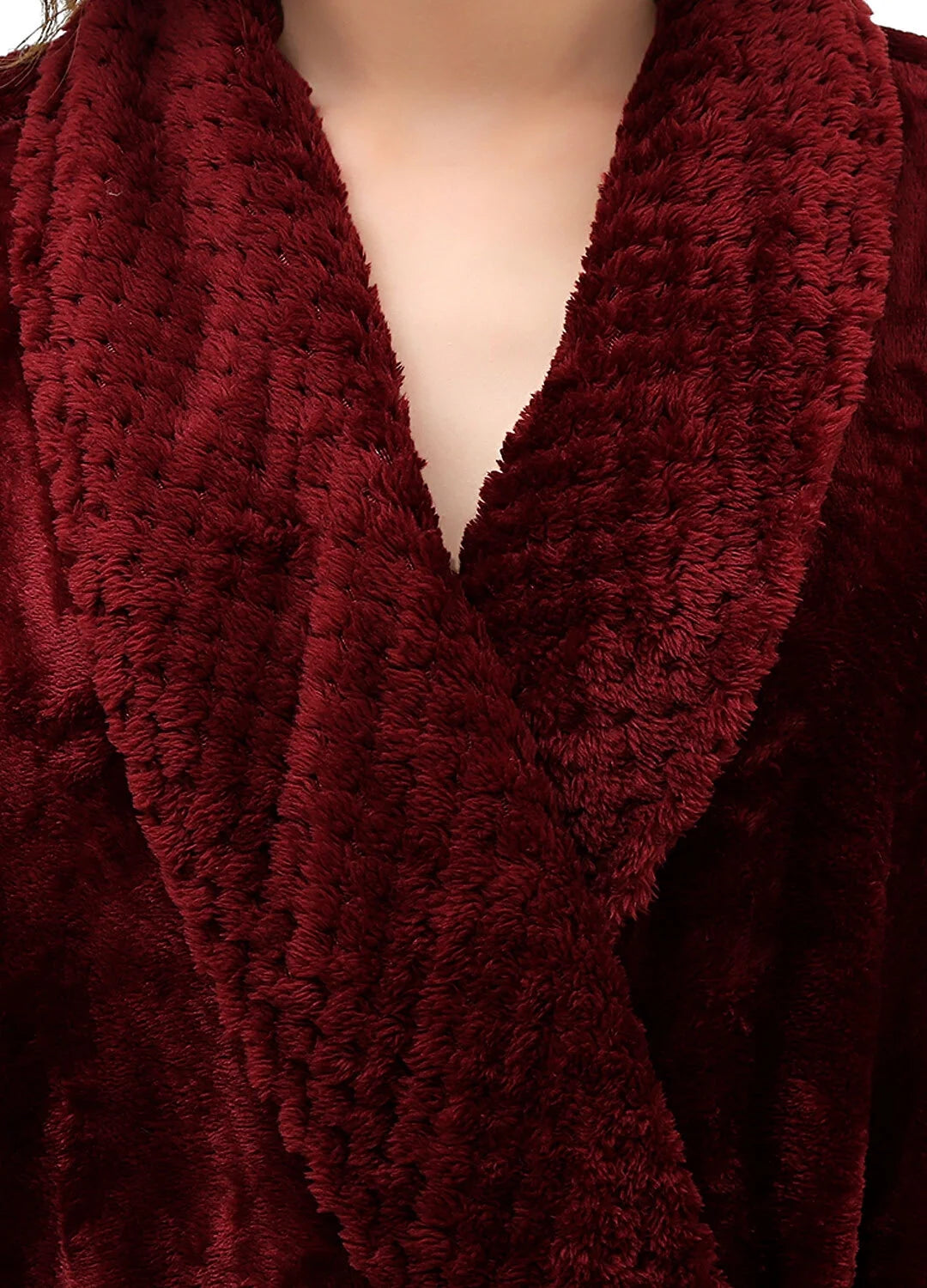 Robes for Women,  Long Womens Robes, Soft Fluffy Fleece Bath Robe with Front Pocket, Winter Warm Plush Lapel Women'S Robes, Adjustable Belt, Wine Red, 2XL3XL