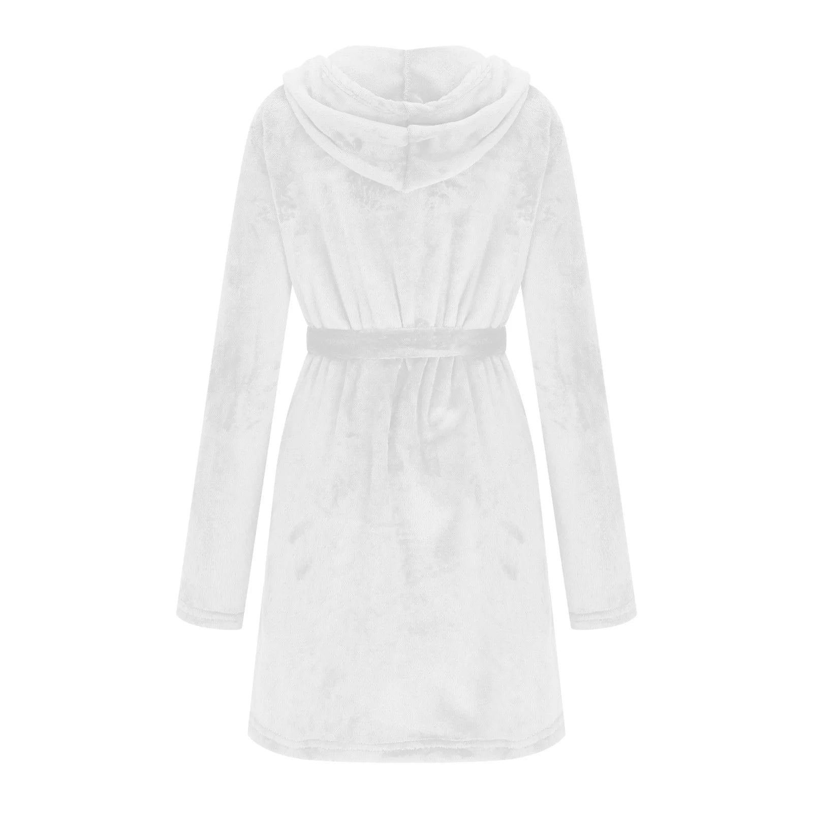 Women Fleece Hooded Bathrobe, Soft Warm Plush Short Kimono Robes Pajamas Nightgowns Winter Cozy Fuzzy Sleepwear Housecoat with Pockets