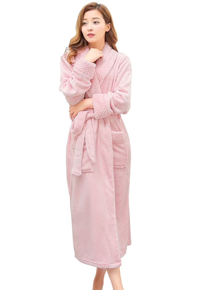 Plush Robes for Women Soft Warm Fleece Bathrobe Ladies Long Comfy Spa Bath Robe Housecoat,