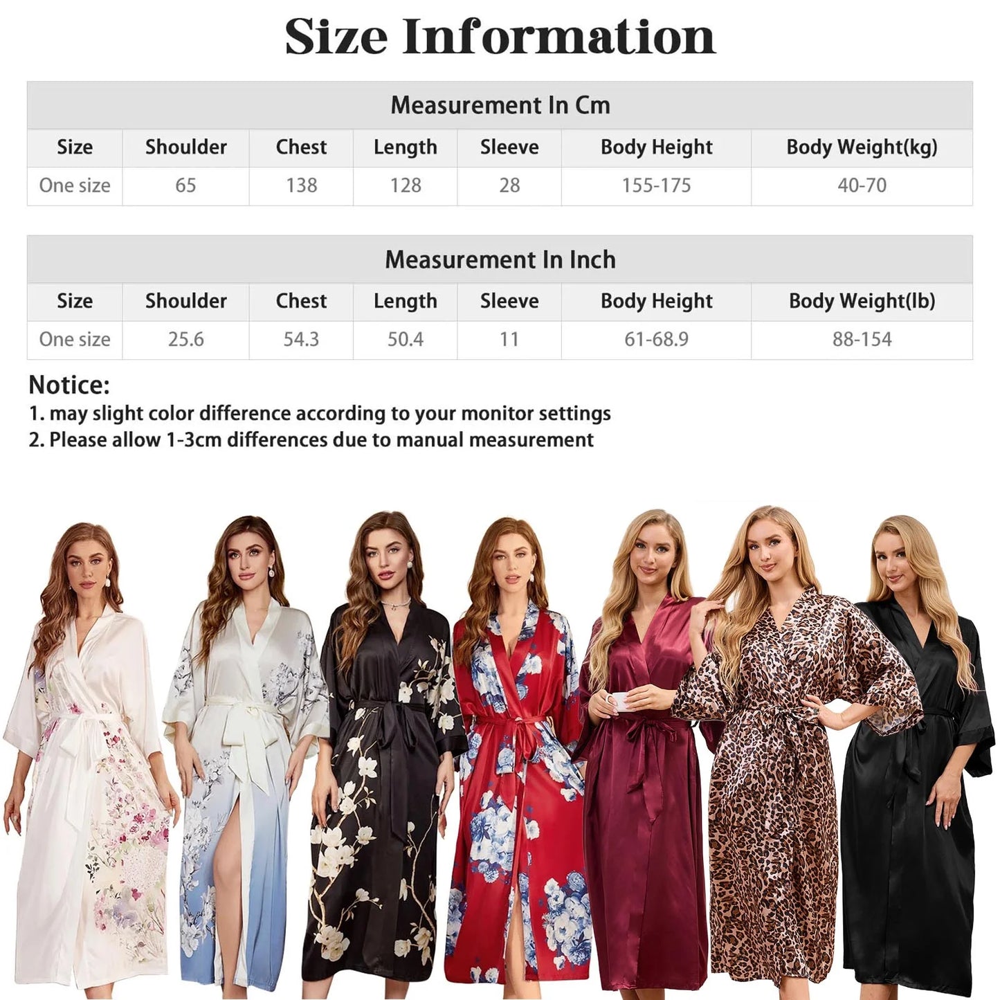 Robes for Women,  Womens Long Silk Kimono Robes, Satin Silky Bathrobe Robe Soft Floral Bridesmaid Robes for Women, Ladies Sleepwear,Leopard