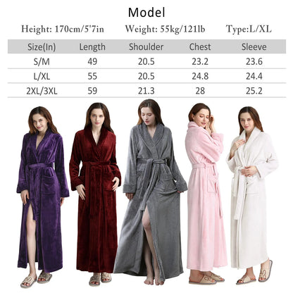 Robes for Women,  Long Womens Robes, Soft Fluffy Fleece Bath Robe with Front Pocket, Winter Warm Plush Lapel Women'S Robes, Adjustable Belt, Wine Red, 2XL3XL