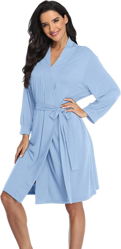 Women'S Robes Lightweight Kimono Robes Knit Bathrobes Soft Sleepwear Loungewear